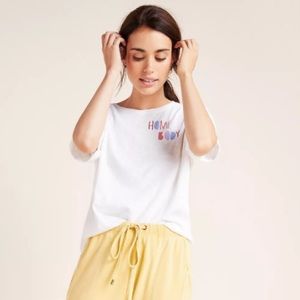 Anthropologie Embroidered Home Body Tee